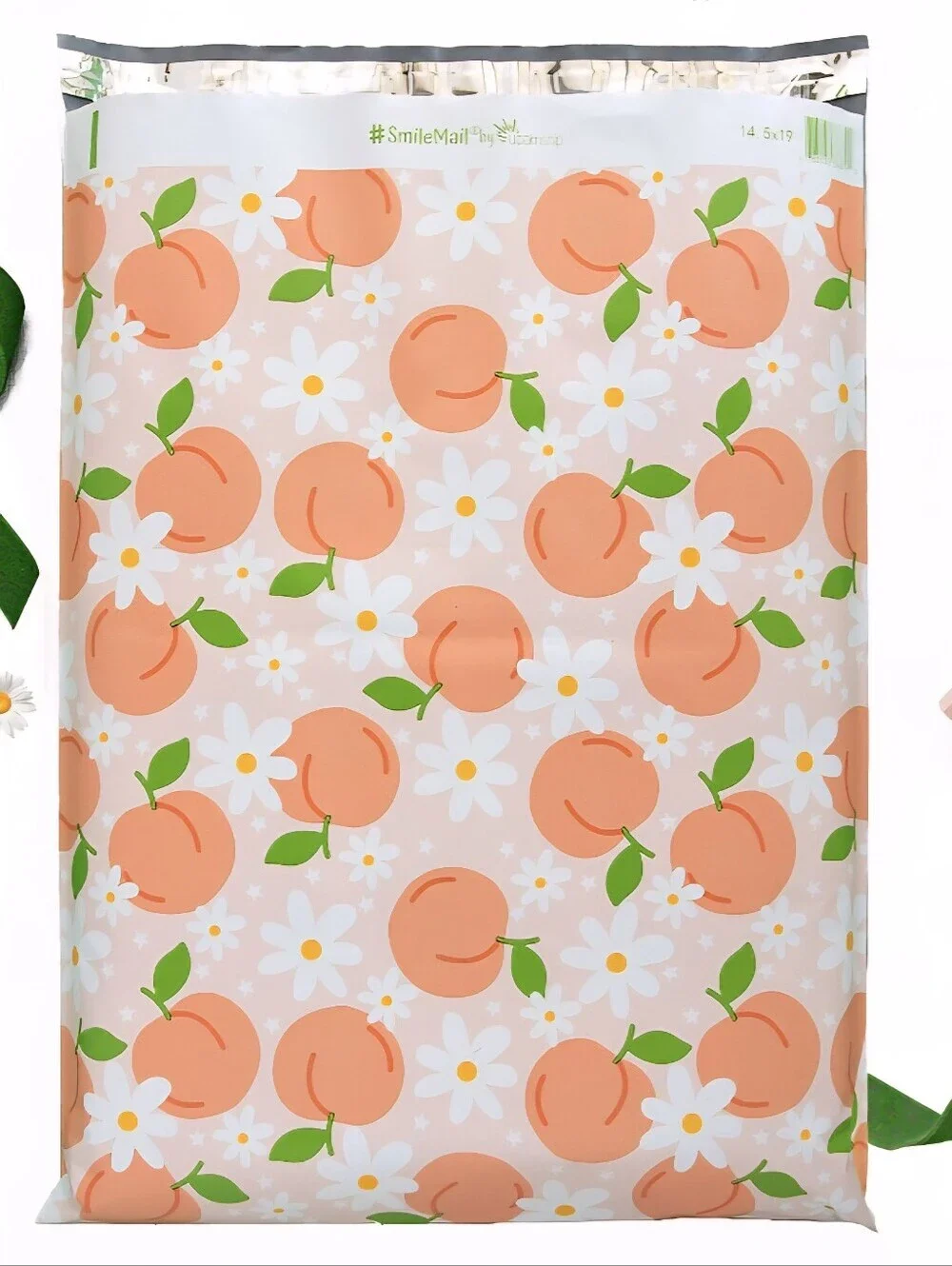50 pcs - 25 10x13 Juicy Peaches Poly Mailers & 25 10x13 Clear Self Seal Bags